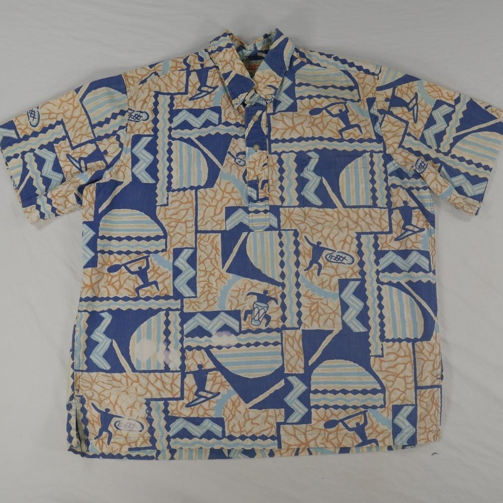 Reyn Spooner Alfred Shaheen Primative Print Pullover Hawaiian Shirt Mens XL ***